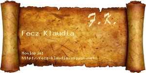 Fecz Klaudia névjegykártya
